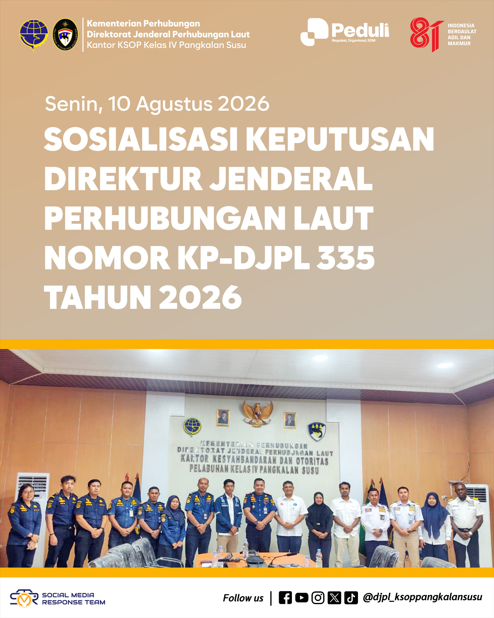 Sosialiasi KP-DJPL 335 Tahun 2026 dan Pembahasan Monitoring Petugas Pandu